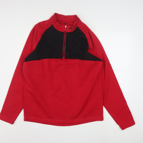Adidas Mens Red Climawarm 1/2 Zip Fleece Sweatshirt M Golf Pullover