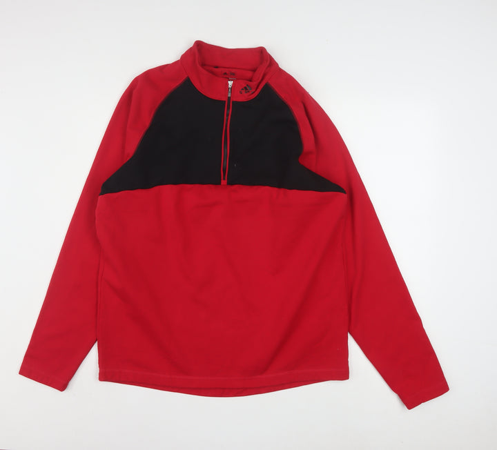 Adidas Mens Red Climawarm 1/2 Zip Fleece Sweatshirt M Golf Pullover