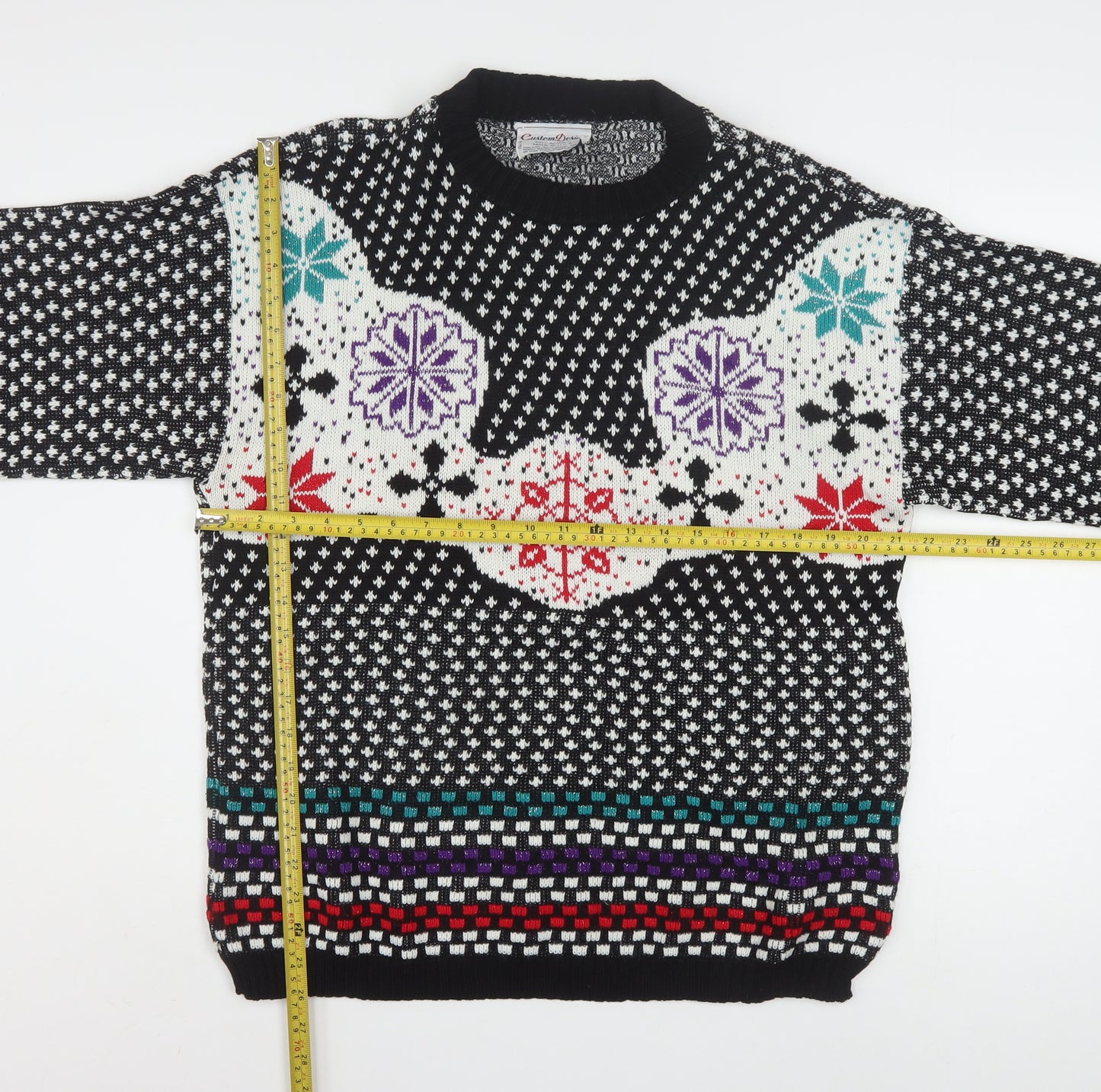 Custom Design Women's Multicoloured Fair Isle Acrylic Jumper Size 2