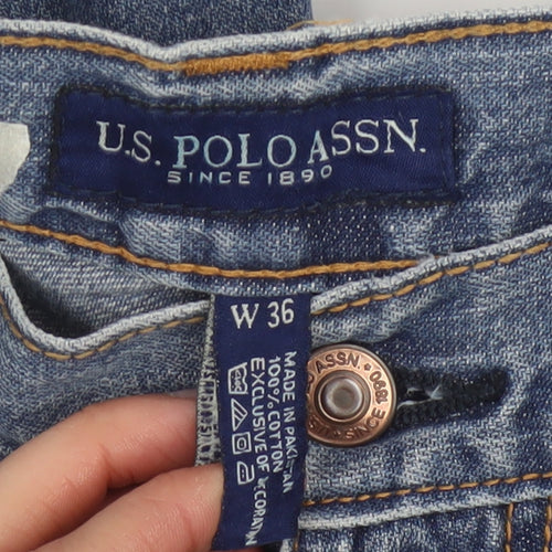 U.S. Polo Assn. Men's Blue Denim Cargo Shorts W36 Regular Fit