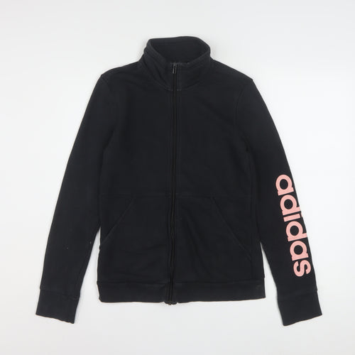 Adidas Womens Black Full Zip Sweatshirt Size S Cotton Blend