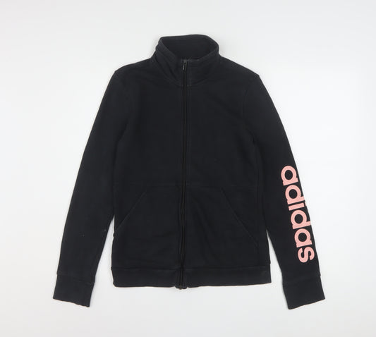 Adidas Womens Black Full Zip Sweatshirt Size S Cotton Blend