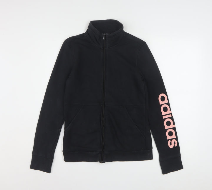 Adidas Womens Black Full Zip Sweatshirt Size S Cotton Blend