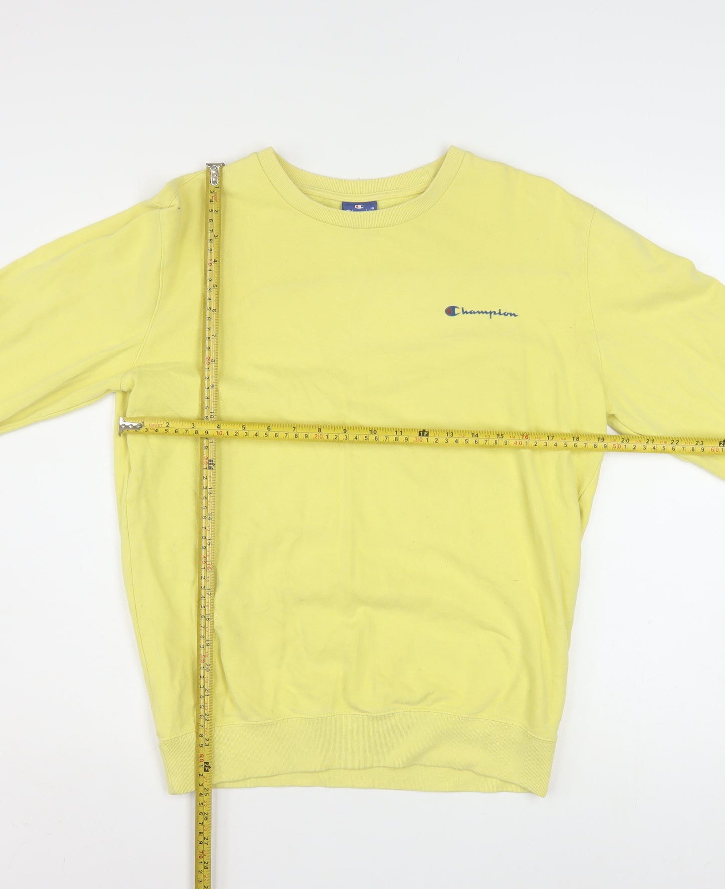Champion Men’s Yellow Crew Neck Cotton Sweatshirt Size S