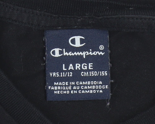Champion Boys Black Logo Short Sleeve T-Shirt 11-12 Years
