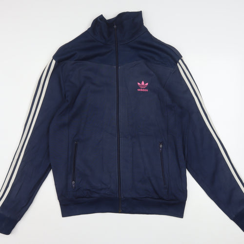 Adidas Men's Blue XL Track Jacket Full Zip Cotton Blend Sportswear
