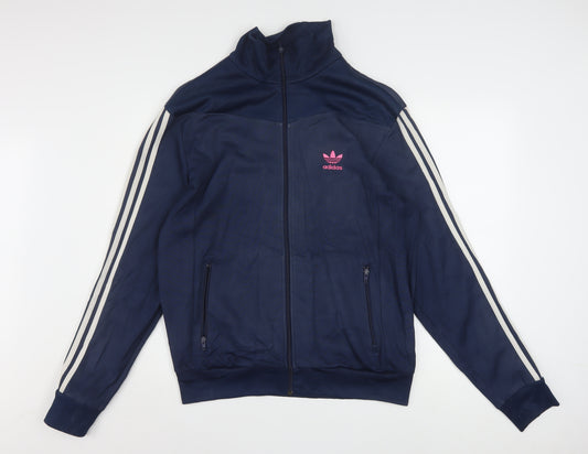 Adidas Men's Blue XL Track Jacket Full Zip Cotton Blend Sportswear