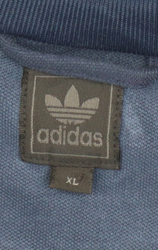 Adidas Men's Blue XL Track Jacket Full Zip Cotton Blend Sportswear