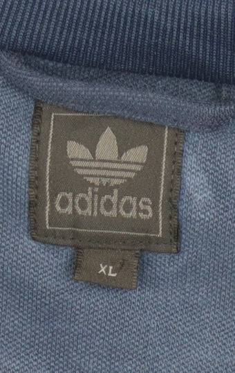 Adidas Men's Blue XL Track Jacket Full Zip Cotton Blend Sportswear