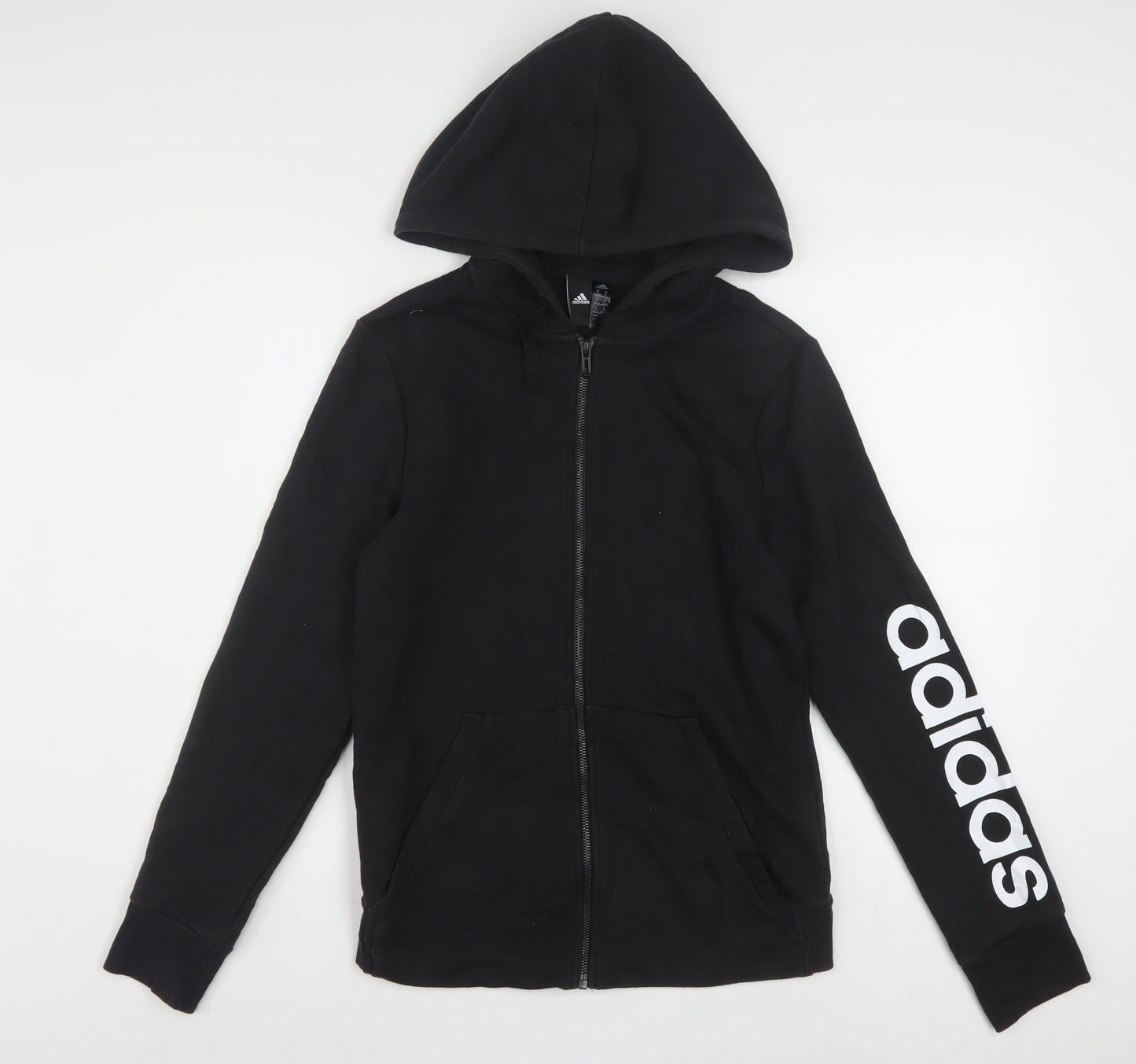 Adidas Womens Black Full Zip Hoodie Size M 12-14 Cotton Blend