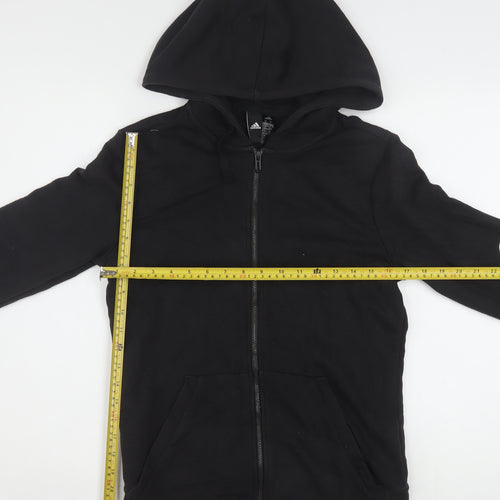 Adidas Womens Black Full Zip Hoodie Size M 12-14 Cotton Blend