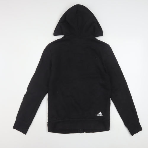 Adidas Womens Black Full Zip Hoodie Size M 12-14 Cotton Blend