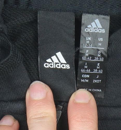 Adidas Womens Black Full Zip Hoodie Size M 12-14 Cotton Blend