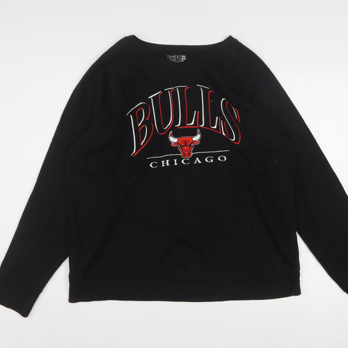 Time and Tru Women Black Chicago Bulls Sweatshirt Size 20 XXL Pullover