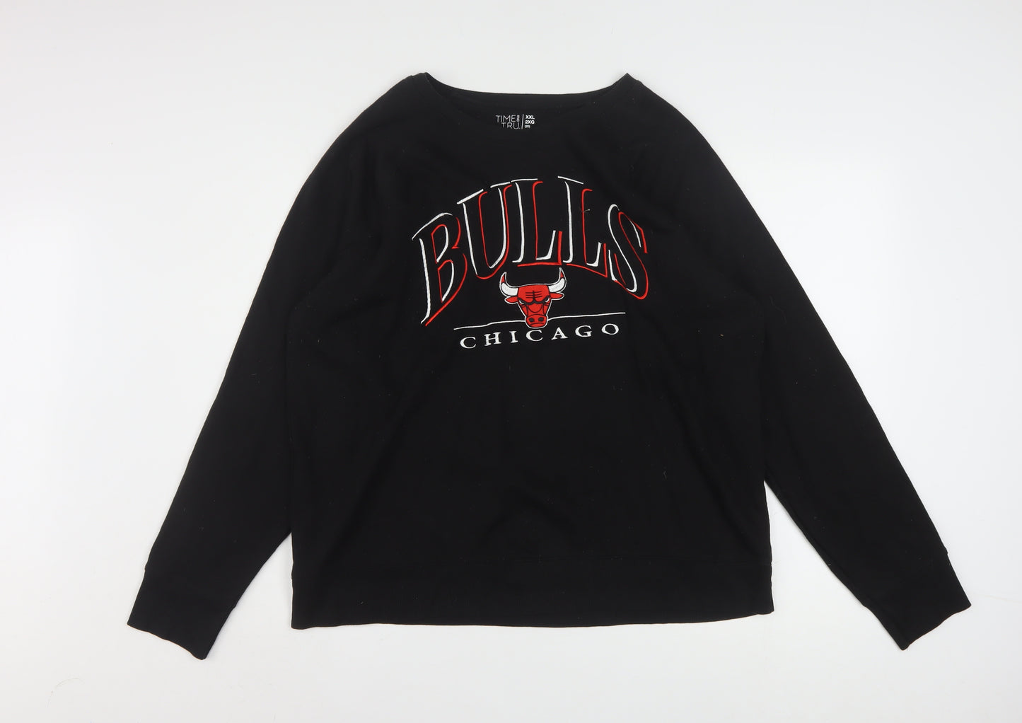 Time and Tru Women Black Chicago Bulls Sweatshirt Size 20 XXL Pullover
