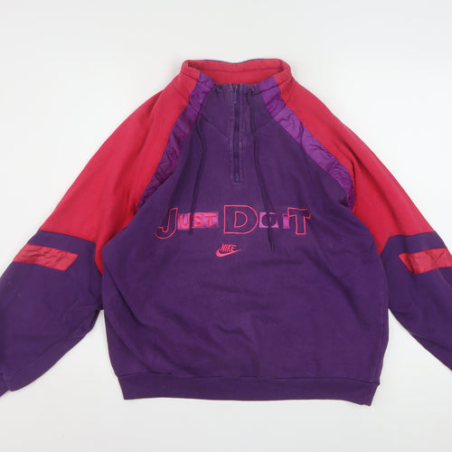Nike Women's Purple & Red 1/4 Zip Just Do It Sweatshirt M Vintage