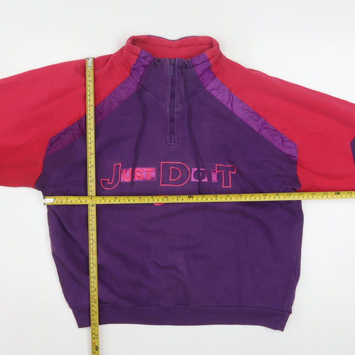Nike Women's Purple & Red 1/4 Zip Just Do It Sweatshirt M Vintage