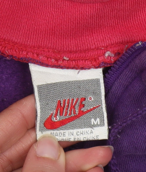 Nike Women's Purple & Red 1/4 Zip Just Do It Sweatshirt M Vintage