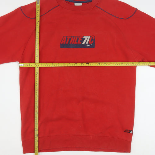 Nike Womens Red Athletic Logo Pullover Sweatshirt XL Relaxed Fit