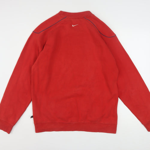 Nike Womens Red Athletic Logo Pullover Sweatshirt XL Relaxed Fit
