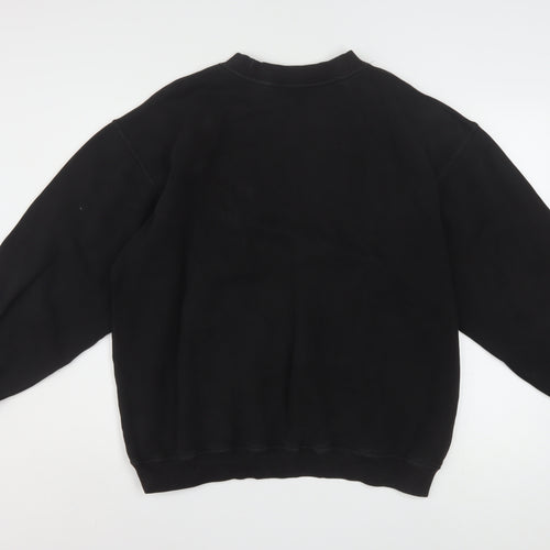 FILA Men’s Black Pullover Sweatshirt L Logo Crew Neck Fleece