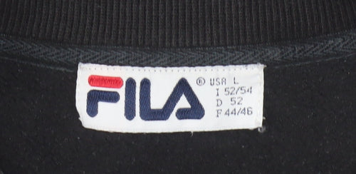 FILA Men’s Black Pullover Sweatshirt L Logo Crew Neck Fleece