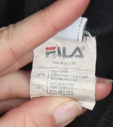 FILA Men’s Black Pullover Sweatshirt L Logo Crew Neck Fleece