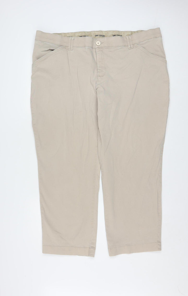 Lee Comfort Beige Cotton Blend Chino Trousers 24W Mens Classic Fit