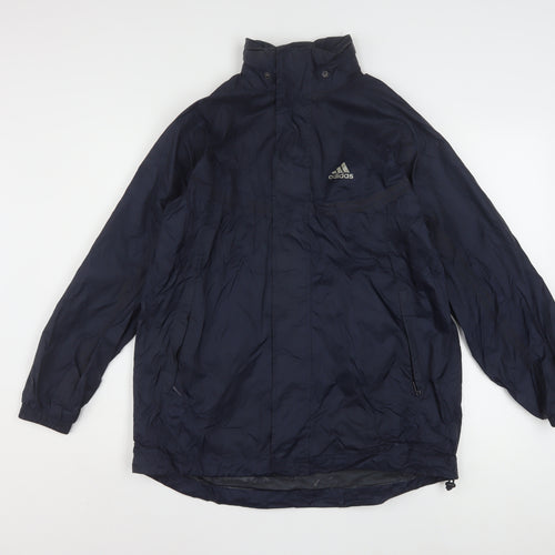 Adidas Boys Blue Windbreaker Jacket 14-16 Years Hooded Zip Lined Sports