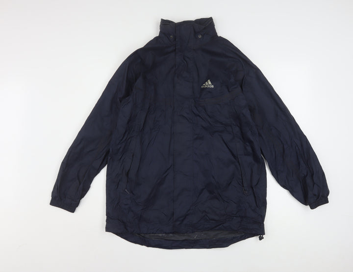 Adidas Boys Blue Windbreaker Jacket 14-16 Years Hooded Zip Lined Sports