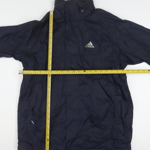 Adidas Boys Blue Windbreaker Jacket 14-16 Years Hooded Zip Lined Sports