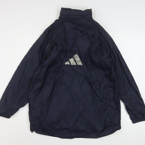 Adidas Boys Blue Windbreaker Jacket 14-16 Years Hooded Zip Lined Sports