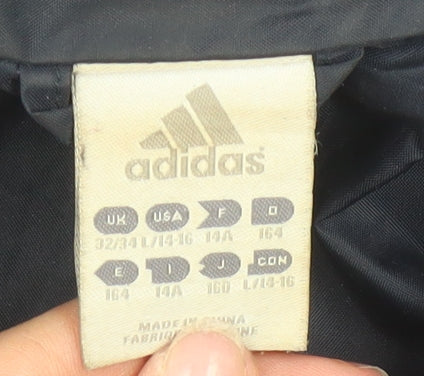 Adidas Boys Blue Windbreaker Jacket 14-16 Years Hooded Zip Lined Sports