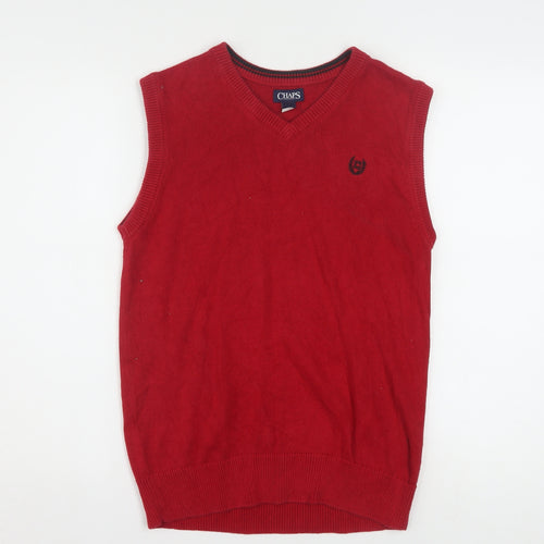 Chaps Womens Red Cotton V-Neck Sleeveless Knit Jumper Vest XL