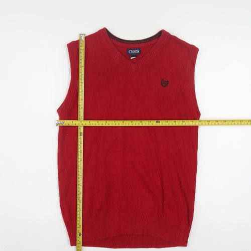 Chaps Womens Red Cotton V-Neck Sleeveless Knit Jumper Vest XL