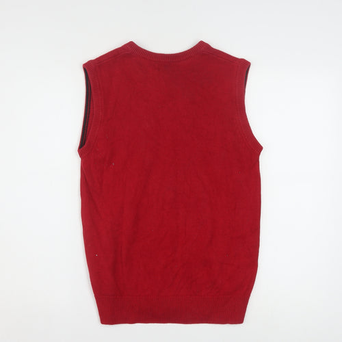 Chaps Womens Red Cotton V-Neck Sleeveless Knit Jumper Vest XL