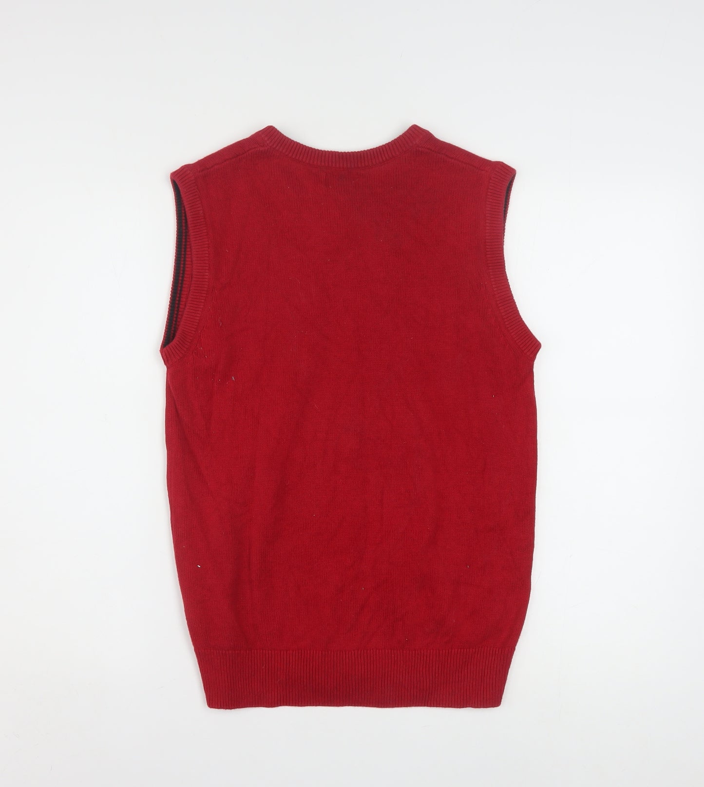 Chaps Womens Red Cotton V-Neck Sleeveless Knit Jumper Vest XL