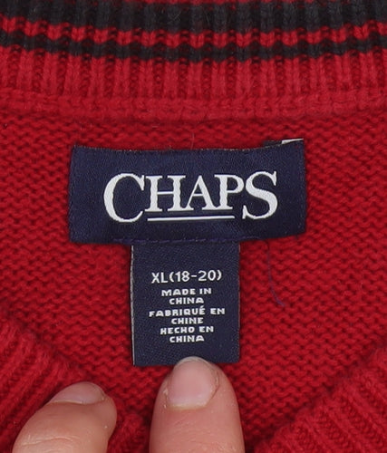 Chaps Womens Red Cotton V-Neck Sleeveless Knit Jumper Vest XL