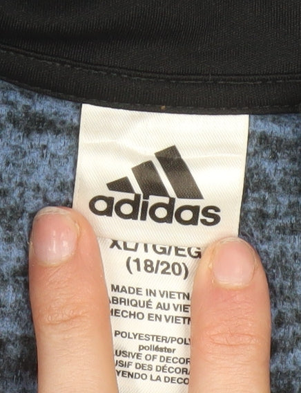 Adidas Women Blue 1/2 Zip Pullover Sweatshirt Size 18/20 Polyester