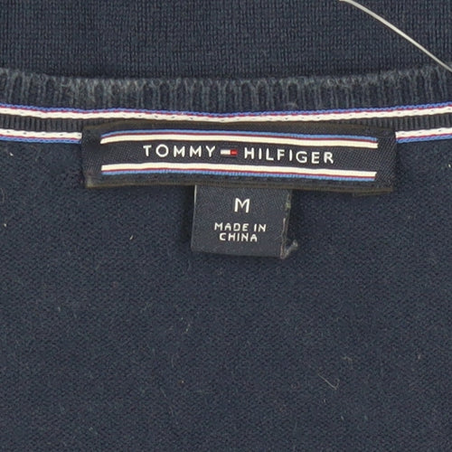 Tommy Hilfiger Men's Blue V-Neck Cotton Knit Jumper M