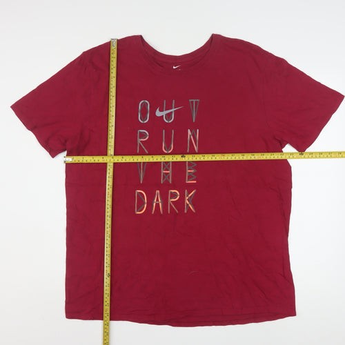 Nike Men's Red Athletic Fit Graphic 'Out Run The Dark' T-Shirt XL