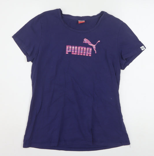 Puma Women's Blue Cotton Short Sleeve Sports T-Shirt UK 16