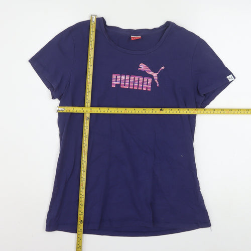 Puma Women's Blue Cotton Short Sleeve Sports T-Shirt UK 16