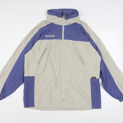 Columbia Women's Beige Blue Windbreaker Jacket Size L Lightweight