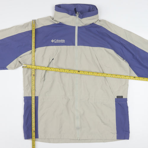 Columbia Women's Beige Blue Windbreaker Jacket Size L Lightweight