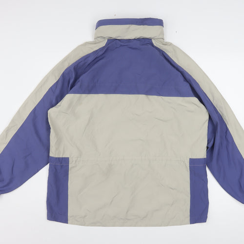 Columbia Women's Beige Blue Windbreaker Jacket Size L Lightweight