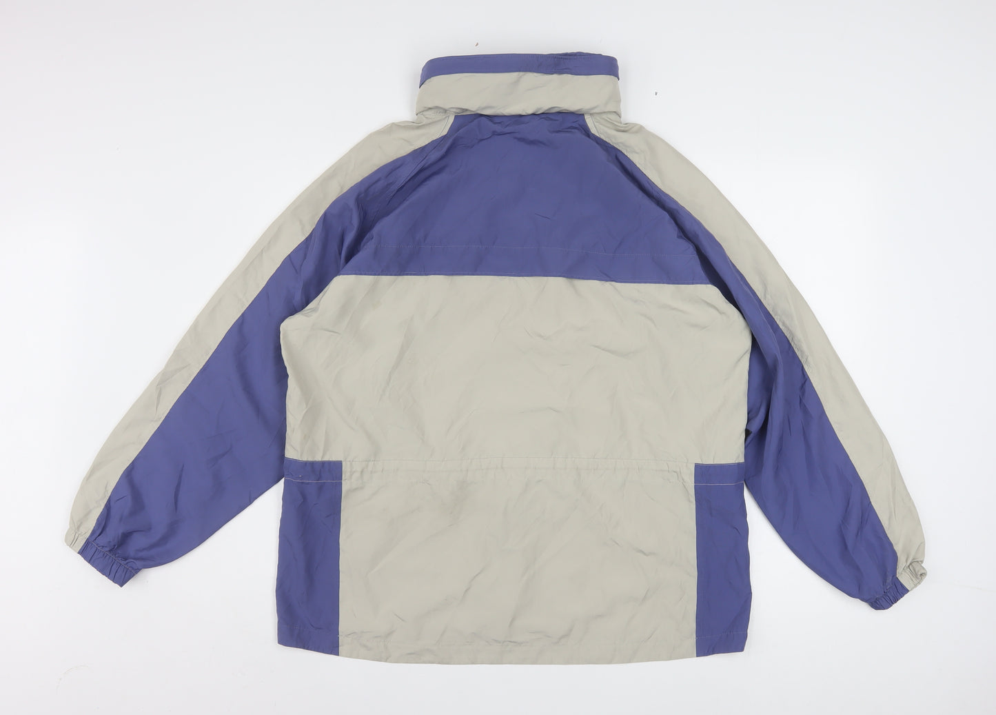 Columbia Women's Beige Blue Windbreaker Jacket Size L Lightweight