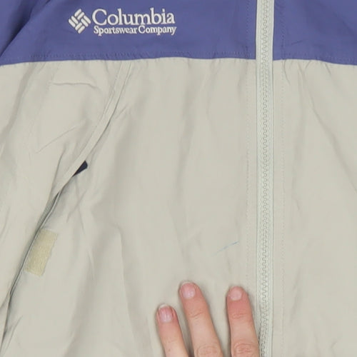 Columbia Women's Beige Blue Windbreaker Jacket Size L Lightweight