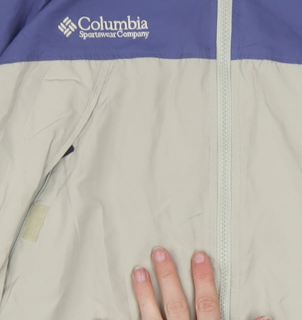 Columbia Women's Beige Blue Windbreaker Jacket Size L Lightweight