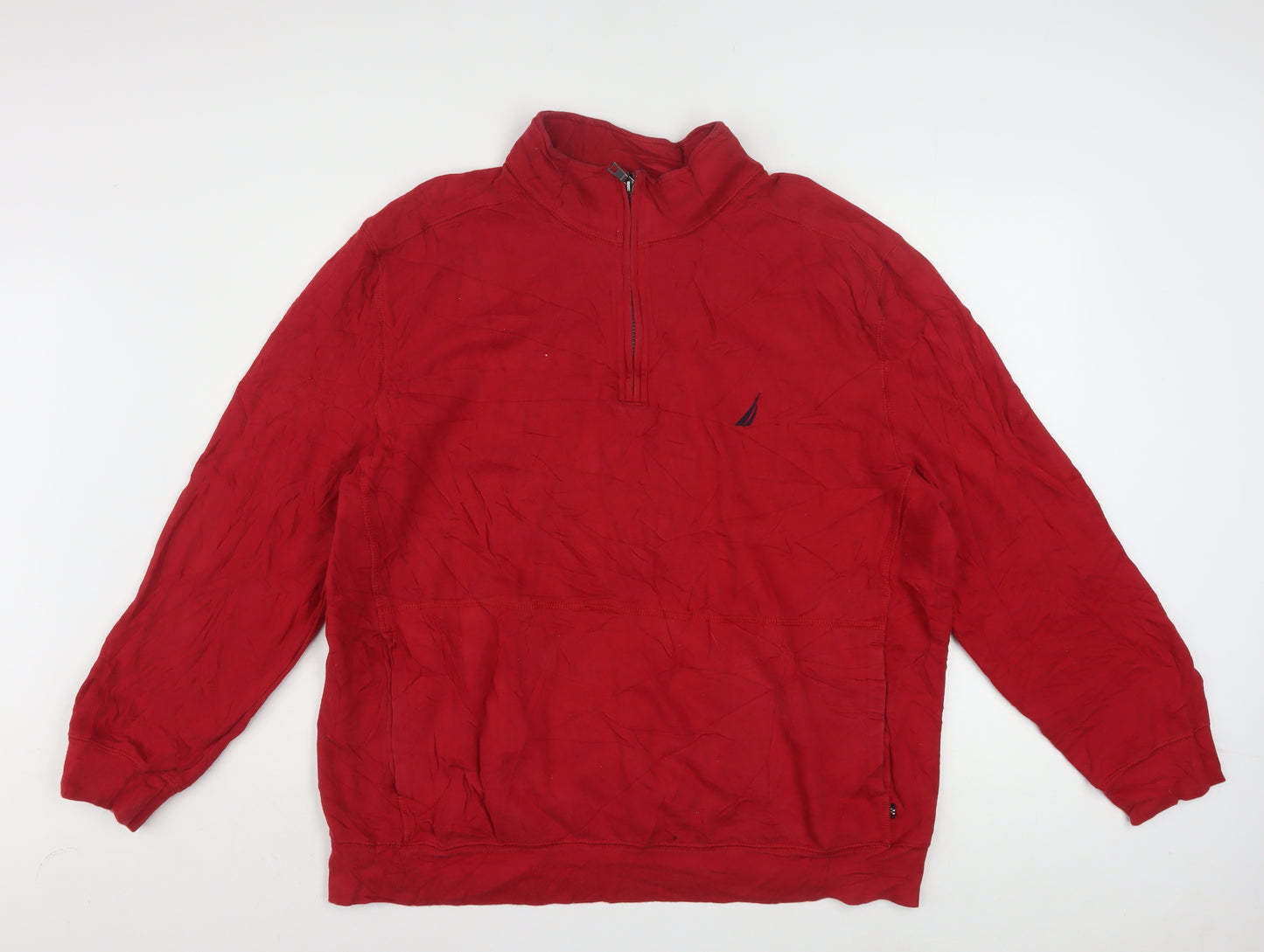 Nautica Men's Red 2XL 1/4 Zip Pullover Sweatshirt Mock Neck